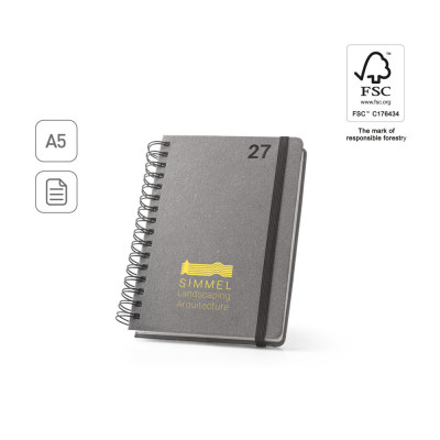 SIMMEL A5. A5 diary, with rings, in leather (58 recycled)