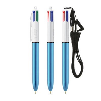 BIC® 4 Colours Shine esferográfica + Lanyard