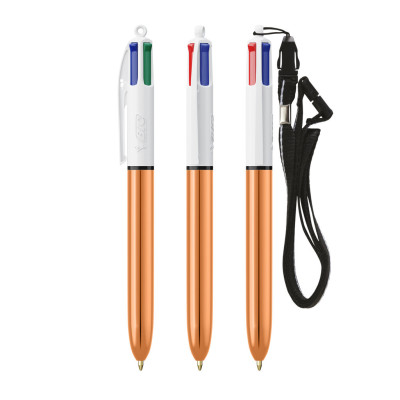 BIC® 4 Colours Shine esferográfica + Lanyard