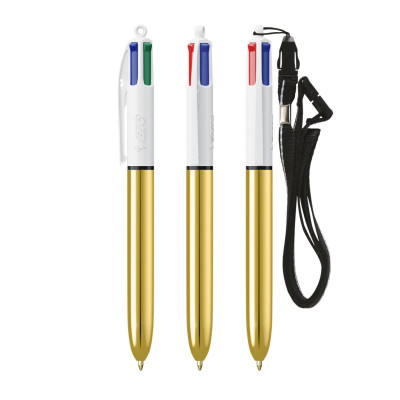 BIC® 4 Colours Shine esferográfica + Lanyard