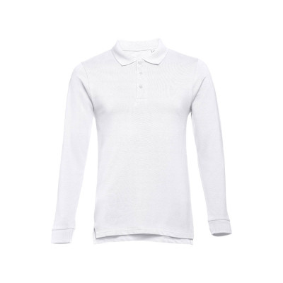THC BERN WH II. Men's long-sleeved 100 cotton piqué polo shirt with removable label