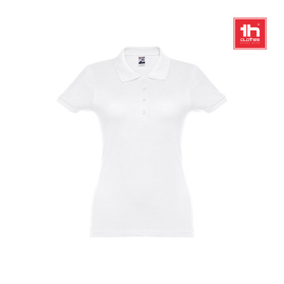 THC EVE WH. Short-sleeved fitted polo for women in 100 cotton