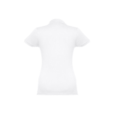 THC EVE WH. Polo cintado para senhora de manga curta em algodão cardado