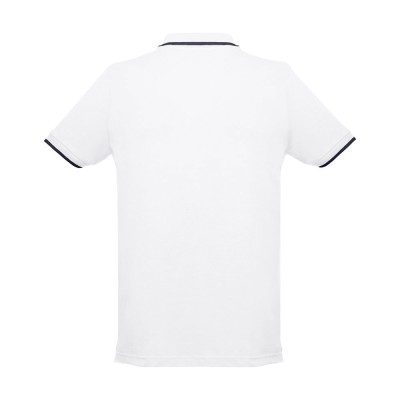 THC ROME WH. Men's Polo Shirt with contrast colour trim and buttons. White