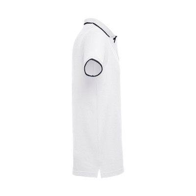 THC ROME WH. Men's Polo Shirt with contrast colour trim and buttons. White