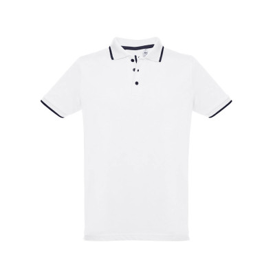 THC ROME WH. Polo bicolor para homem em algodão. Cor branca