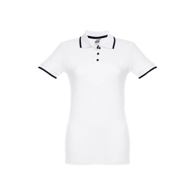 THC ROME WOMEN WH. Women's Polo Shirt with contrast colour trim and buttons