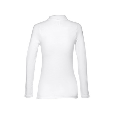 THC BERN WOMEN WH. Polo de manga comprida para senhora em algodão cardado