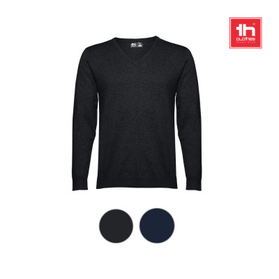 THC MILAN. Pullover com decote em V para homem em algodão e poliamida