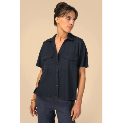 Camisa eco-responsável oversize em liocel de senhora