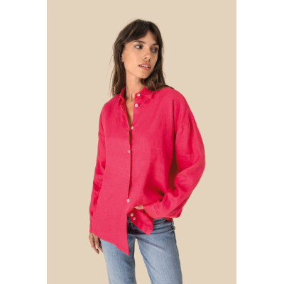 Camisa em linho oversize de senhora