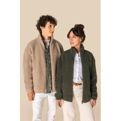 Unisex sherpa dropped shoulders full zip sweatshirt