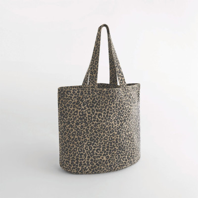 Saco de compras em tecido com padrão leopardo