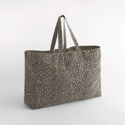 Saco de compras em tecido oversize com padrão leopardo