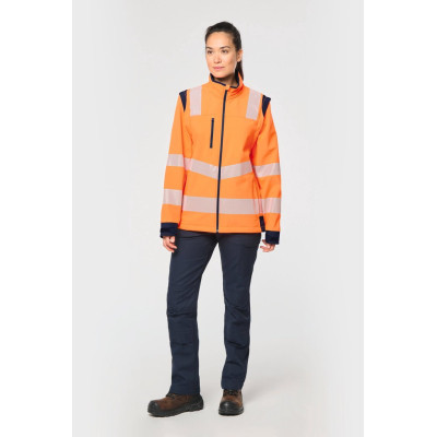 Recycled Safety Softshell jacket with detachable sleeves