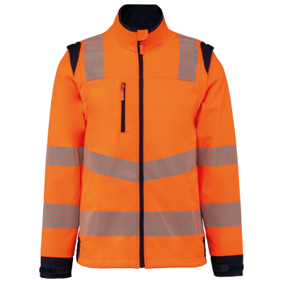 Recycled Safety Softshell jacket with detachable sleeves