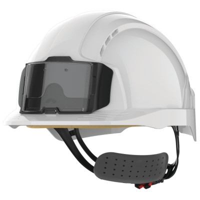 EVOLite® safety helmet with badge holder, ventilated, rack and pinion fastening