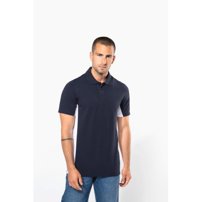 Men's two-tone short sleeved piqué polo shirt