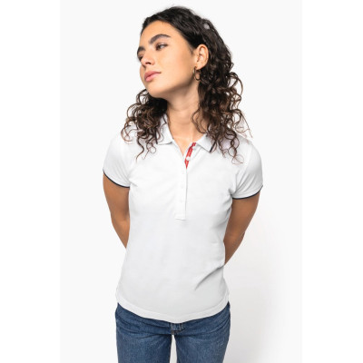 Ladies' short-sleeved piqué knit polo shirt