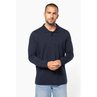Polo piqué de homem de manga comprida