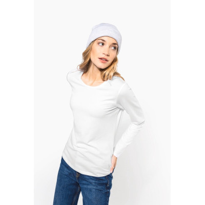 T-shirt de senhora decote redondo de manga comprida