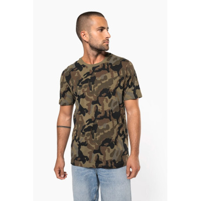 T-shirt camuflada de manga curta