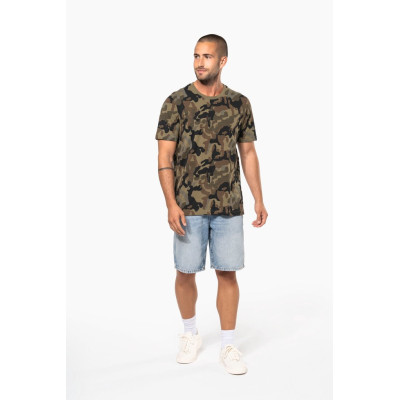 T-shirt camuflada de manga curta