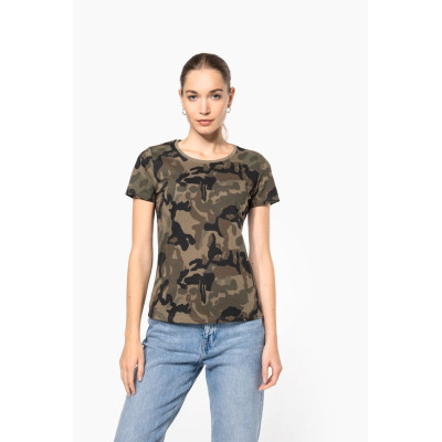 T-shirt de senhora camuflada manga curta
