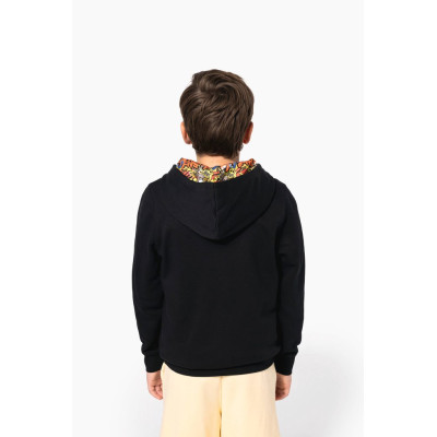 Sweatshirt com capuz em contraste estampado de criança