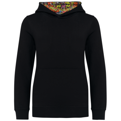 Sweatshirt com capuz em contraste estampado de criança