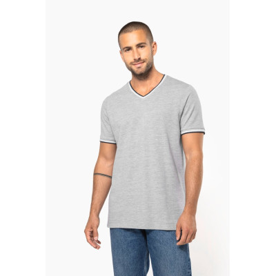 T-shirt de homem em malha piqué com decote V