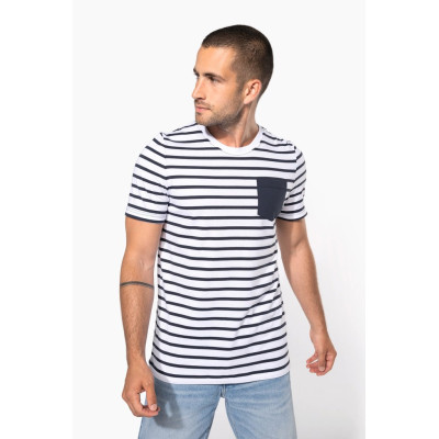Striped short-sleeved sailor t-shirt with pocket