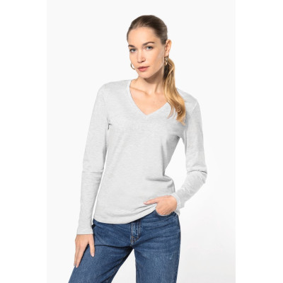 Ladies' long-sleeved V-neck T-shirt