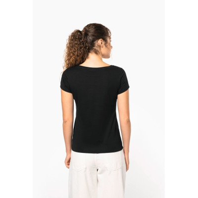 T-shirt de senhora de manga curta decote à barco