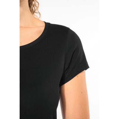 T-shirt de senhora de manga curta decote à barco