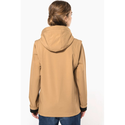 Blusão softshell 3 camadas com capuz e mangas amovíveis unissexo