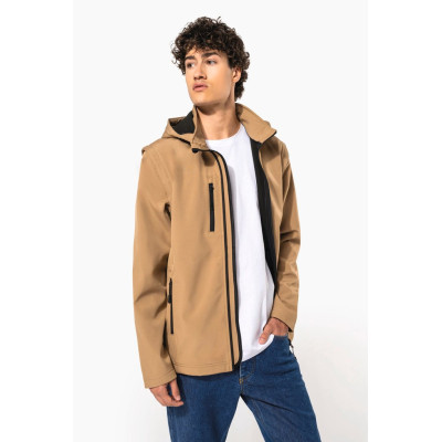 Blusão softshell 3 camadas com capuz e mangas amovíveis unissexo