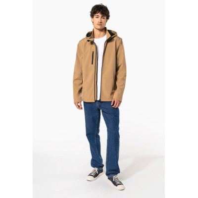 Blusão softshell 3 camadas com capuz e mangas amovíveis unissexo