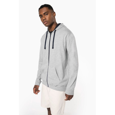 Men's contrast hooded full zip sweatshirt