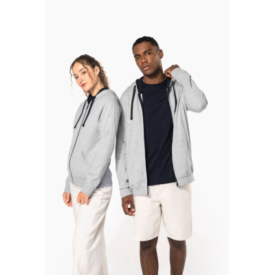 Ladies’ contrast hooded full zip sweatshirt