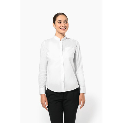 Camisa de senhora com gola à padre manga comprida