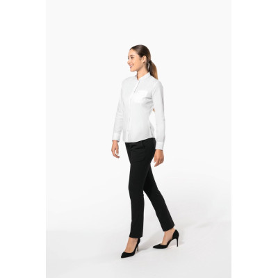 Camisa de senhora com gola à padre manga comprida