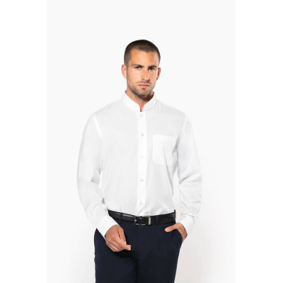 Camisa de homem com gola à padre de manga comprida