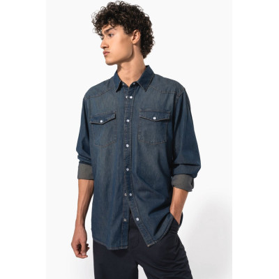 Camisa em ganga de manga comprida