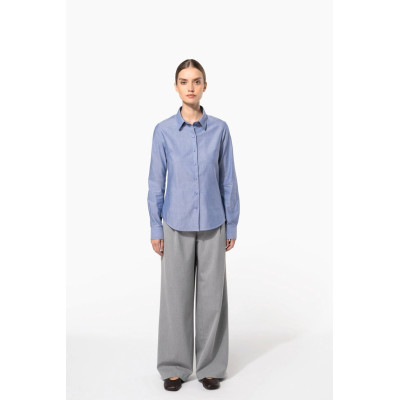 Camisa de senhora manga comprida em Oxford de tratamento fácil