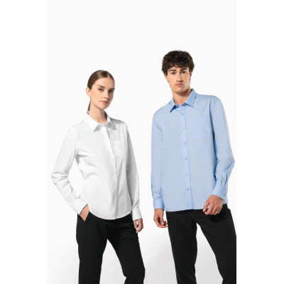 Camisa de senhora de manga comprida em popeline tratamento fácil
