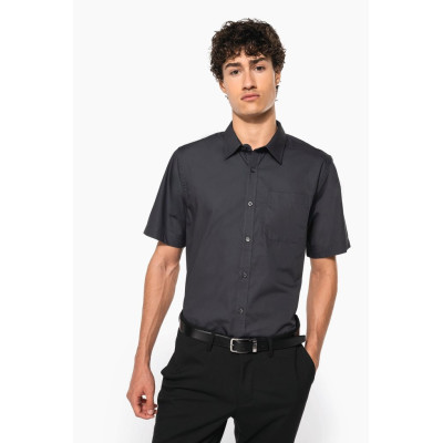 Men's short-sleeved cotton poplin shirt