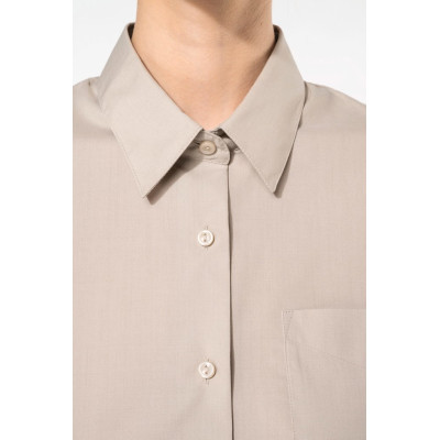 Camisa popeline poliéster / algodão manga curta de tratamento fácil de senhora