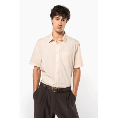 Camisa popeline poliéster / algodão manga curta de tratamento fácil de homem