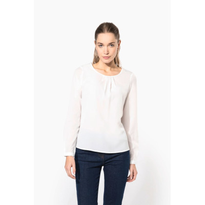 Blusa de senhora em crepe de manga comprida